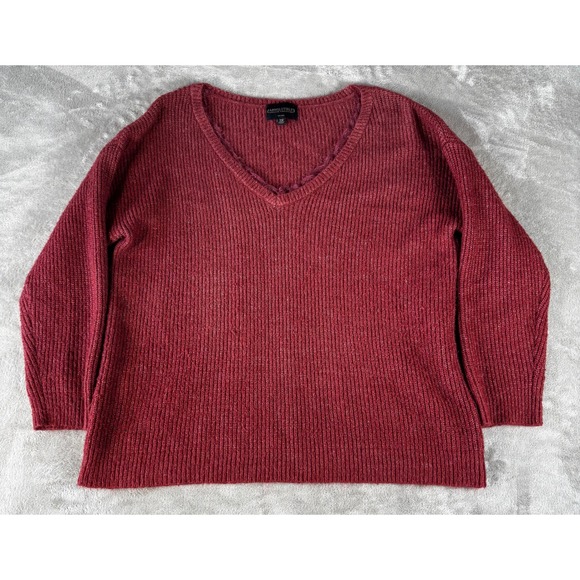 Absolutely Creative Worldwide Sweaters - Absolutely Creative Worldwide Sweater Womens 2X Burgundy Excellent V-Neck Ribbed